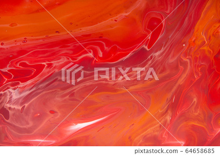 Liquid marble abstract painting in red and white colors Liquid marble abstract painting in red and white colors 64658685