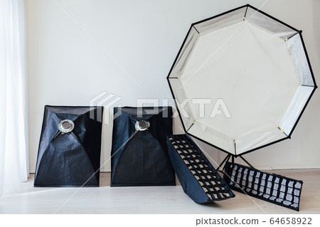 Equipment white photo studio flash accessories photographer 64658922