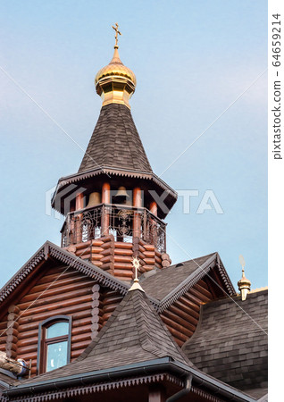 wooden architecture roof of a modern Orthodox Christian church wooden architecture roof of a modern Orthodox Christian church 64659214