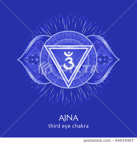 Ajna, third eye chakra symbol. Colorful mandala. Ajna, third eye chakra symbol. Colorful mandala. 64659467