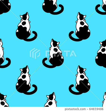 Seamless pattern with cute black and white cats. - Stock Illustration ...