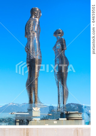 Batumi, Adjara, Georgia metal sculpture Man and Woman or Ali and Nino. 64659501