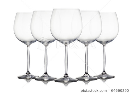 Set of empty glasses for red wine on white 64660290