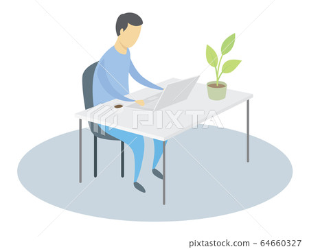 Man Works At Home Man Works At Home 64660327