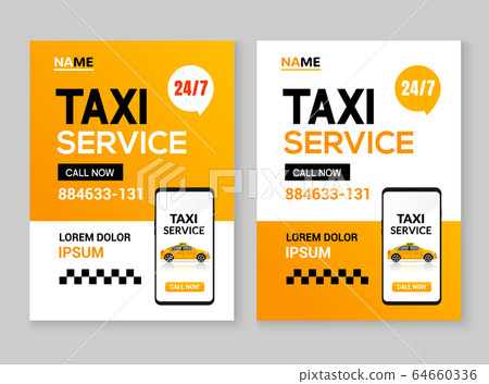 Taxi service flyer layout template. Taxi car service cab poster design background, taxi ad conbcept Taxi service flyer layout template. Taxi car service cab poster design background, taxi ad conbcept 64660336
