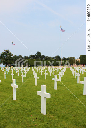 Longues-sur-Mer, Normandy, France, May 29, 2019: American military cemetery in Colleville 64660380