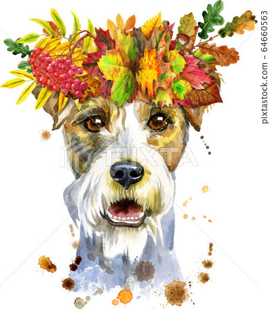 Watercolor portrait of airedale terrier dog in a Watercolor portrait of airedale terrier dog in a 64660563