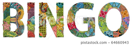 Word BINGO. Vector zentangle object for decoration 64660943