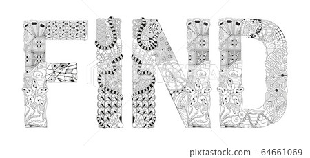 Word FIND for coloring. Vector decorative 64661069