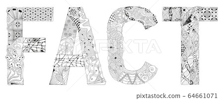 Fact Lettering Picture Word FACT for coloring. Vector decorative - Stock Illustration ...