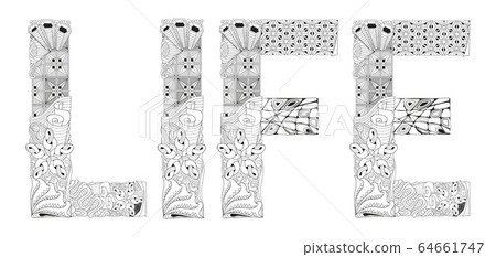 Word LIFE for coloring. Vector decorative Word LIFE for coloring. Vector decorative 64661747