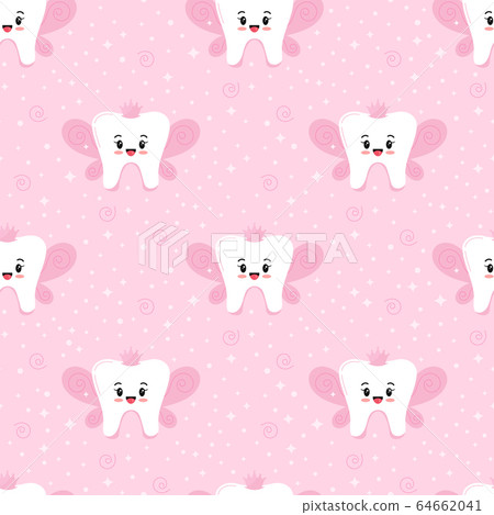 Cute Tooth Fairy vector seamless pattern. - Stock Illustration ...