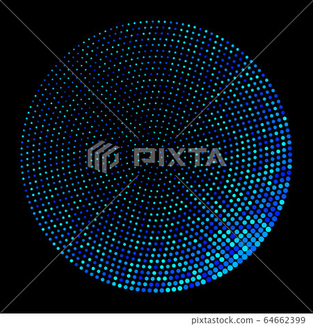 Halftone dots in circle form. Blue round logo or Halftone dots in circle form. Blue round logo or 64662399