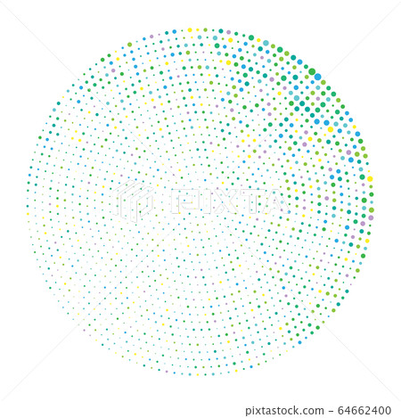 Halftone dots in circle form. Round logo or icon. 64662400