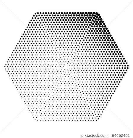 Halftone dots in hexagone form. Logo or icon 64662401