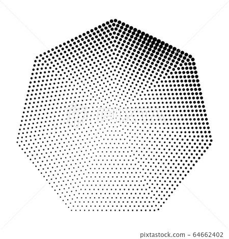 Halftone dots form. Heptagon logo or icon. Vector 64662402