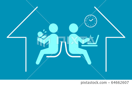 Telework and childcare icon images 64662607