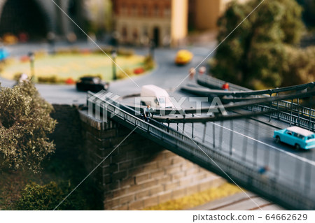 A toy miniature bridge in Budapest, Hungary. Miniature city A toy miniature bridge in Budapest, Hungary. Miniature city 64662629