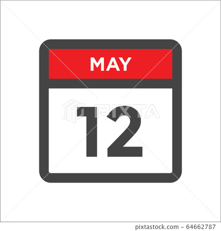 Red and black calendar icon w day and month Red and black calendar icon w day and month 64662787
