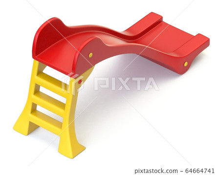 Red yellow plastic children slide 3D 64664741