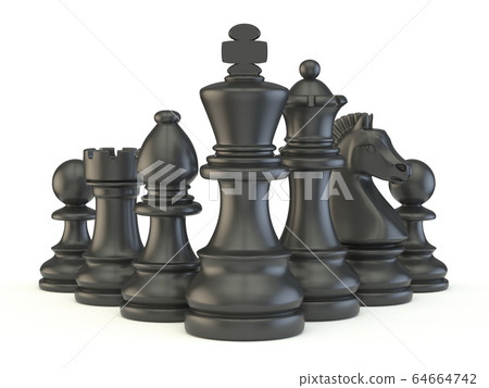 Black chess pieces 3D Black chess pieces 3D 64664742