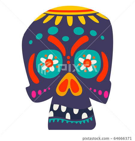 Isolated decorated mexican skull 64666371