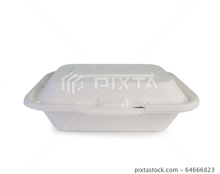 foam food container on white background.  64666823