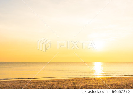 Beautiful tropical nature beach sea ocean at sunset or sunrise Beautiful tropical nature beach sea ocean at sunset or sunrise 64667250