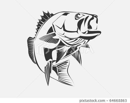 Vector monochrome illustration of a Large mouth 64668863