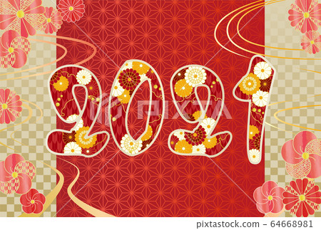 New Year's card New Year's card 2021 Japanese style Japanese pattern Japanese style image New Year's card New Year's card 2021 Japanese style Japanese pattern Japanese style image 64668981