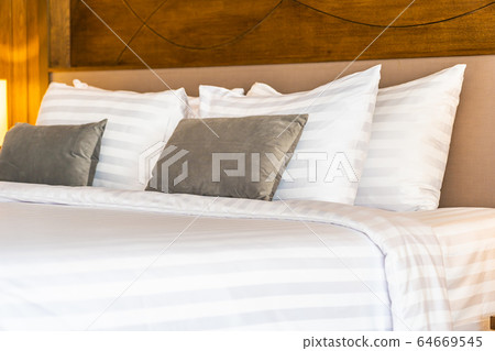 Pillow on bed decoration interior of bedroom interior 64669545
