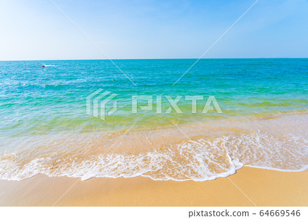 Beautiful outdoor with tropical beach sea ocean for holiday vacation 64669546