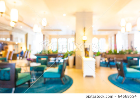 Abstract blur hotel lobby interior room 64669554
