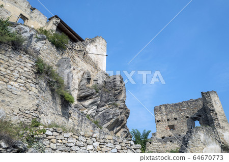 Durnstein Castle, along the Danube River in Austria. King Richard the Lionheart was held captive there Durnstein Castle, along the Danube River in Austria. King Richard the Lionheart was held captive there 64670773