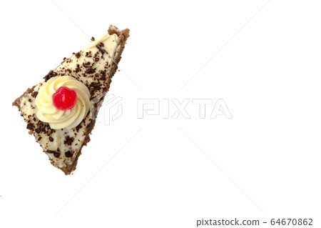 portion of cake isolated on white background top portion of cake isolated on white background top 64670862