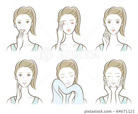 Illustration of a woman doing skincare Illustration of a woman doing skincare 64671121