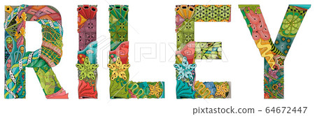 Female name Riley. Vector decorative zentangle 64672447