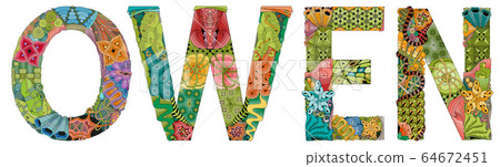 Male name Owen. Vector decorative zentangle object 64672451