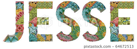 Male name JESSE. Vector decorative zentangle Male name JESSE. Vector decorative zentangle 64672513