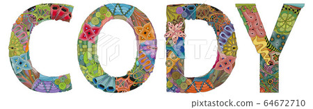 Male name Cody. Vector decorative zentangle object 64672710