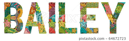 Female name Bailey. Vector decorative zentangle 64672723