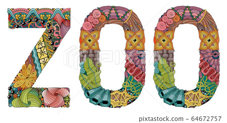 Word ZOO. Vector decorative zentangle object Word ZOO. Vector decorative zentangle object 64672757