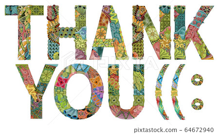 Words THANK YOU with smiley. Vector decorative Words THANK YOU with smiley. Vector decorative 64672940