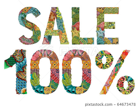 Word SALE 100 percent . Vector decorative Word SALE 100 percent . Vector decorative 64673478