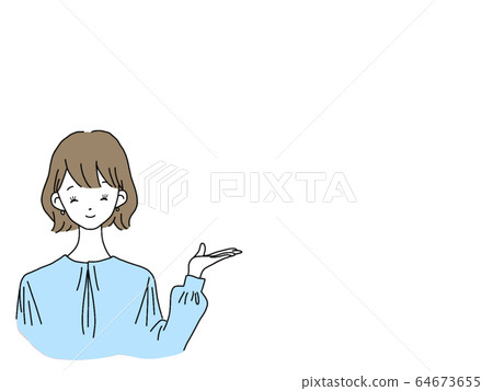 女性姿勢圖棕色頭髮白色邊緣 64673655