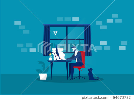 businessman Work at home for save from coronavirus disease. businessman Work at home for save from coronavirus disease. 64673782