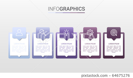 Business data visualization, infographic template with 5 steps on gray background, vector illustration 64675276