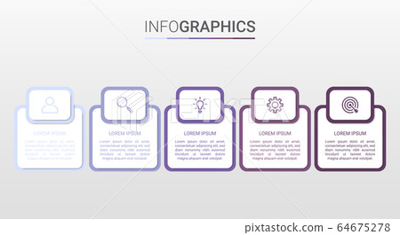 Business data visualization, infographic template with 5 steps on gray background, vector illustration Business data visualization, infographic template with 5 steps on gray background, vector illustration 64675278