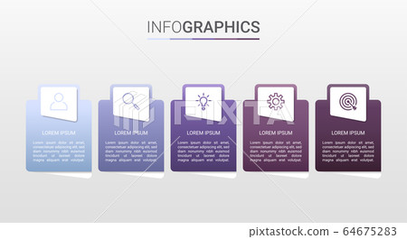 Business data visualization, infographic template with 5 steps on gray background, vector illustration Business data visualization, infographic template with 5 steps on gray background, vector illustration 64675283