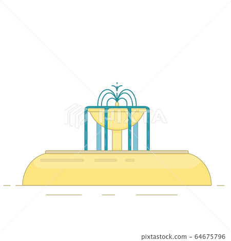 Flat vector illustration of fountain with bowl and Flat vector illustration of fountain with bowl and 64675796